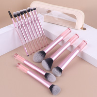 Ensemble de 14 pinceaux de maquillage professionnels, pinceaux de voyage portables, kit d'outils de maquillage multifonction à double extrémité avec sac