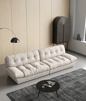 Canapé modulaire Cloud avec tissu en daim et plumes de duvet, structure en bois de pin, luxe moderne pour appartement et villa