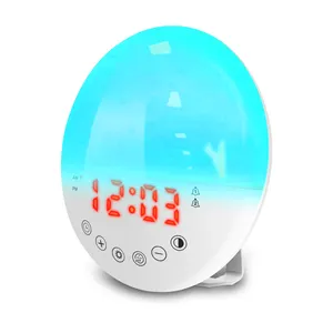 Jam Alarm Led Anak-anak, Lampu Bangun Analog Sunrise Analog Pengisian Daya Ponsel USB 2021 Paling Populer