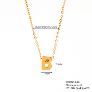 Collar inicial pequeño de acero inoxidable pulido alto, collar de moda chapado en oro con 26 letras mayúsculas para mujer - Product Image 6