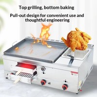 Matériel de cuisson commercial combiné pour restaurant : plaque chauffante à gaz, friteuse et four