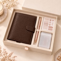 Carnet Hongbo personnalisé à 6 anneaux A6 en cuir litchi souple avec anneaux or rose, idéal comme organisateur de mariage avec feuille volante pour cartes de visite