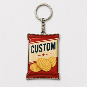 Porte-clés en métal personnalisé en gros, style vintage mignon, design logo alimentaire, pour la promotion quotidienne et décontractée - Product Image 3
