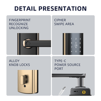 Serrure de porte intelligente à empreintes digitales UIELOCK M08, serrure électronique sans clé avec empreintes digitales WIFI Tuya pour la maison, OEM ODM, directement de l'usine