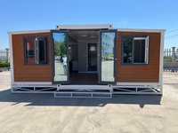 Maison conteneur portable extensible, résistante aux intempéries, avec structure en acier pour base de camping et hébergement en zone isolée