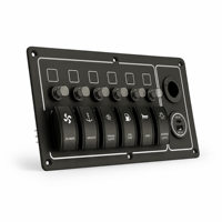 DAMAVO Panneau de commutation à bascule étanche IP65 4-7 voies 12V-24V en alliage d'aluminium et nylon pour usage marin et industriel avec chargeur USB rapide