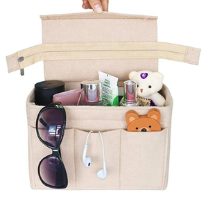 Sac fourre-tout en feutre pliable durable à motif bonbon pour femmes avec fermeture à glissière Grande capacité Organisateur de maquillage pour insertion multi-poches - Product Image 2