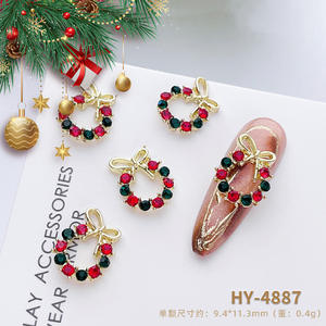 Luxe évider guirlande de noël ongles bijoux rose arc perle Art breloques bricolage ballerine arrondi doigt décorations approvisionnement en vrac - Product Image 4