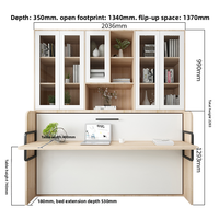 Lit invisible : Lit mural horizontal/pliant latéralement, lit Murphy multifonctionnel avec bureau intégré
