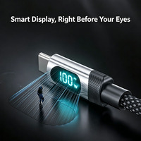 Cable de Carga Rápida USB-A Tipo-C de 100W con Pantalla Digital, Conductor de Cobre Puro, Aleación de Aluminio y Nylon Trenzado, PD 3.0 para Computadora y Cámara