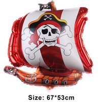 Ballon en aluminium Requin Bateau Pirate pour la décoration de fête d'anniversaire de garçon sur le thème de la chasse au trésor en piscine estivale
