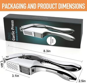 Premium Manual Stainless Steel Kitchen Garlic Press Set Detachable Heavy-Duty Rust-Proof Design Ergonomic Handle <b>Vegetables</b> <b>Tool</b> - Product Image 6