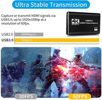 Carte de capture vidéo audio HDMI USB 3.0 4K pour le streaming de jeux, la diffusion en direct, l'enregistrement vidéo, prend en charge PS4 Xbox Caméscope et plus