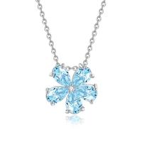 Collier pendentif fleur en argent sterling S925 incrusté de pierre naturelle, charme minimaliste pour femme