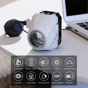 Phare de vélo CYCLAMI CYC1600 - <span class=keywords><strong>LED</strong></span> <span class=keywords><strong>rechargeable</strong></span>, batterie étanche, super lumineux, portable, lumière de nuit pour la conduite - Product Image 3