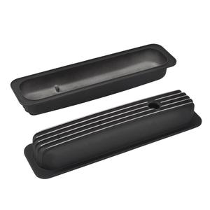 Coperchi Valvole Corti in Alluminio Pressofuso Nero Fresato a Sfera per Chevy SBC 1987-1997, Bullone Centrale, 283 305 327 350 450, Sfiato da 1-1/4 Pollici - Product Image 2