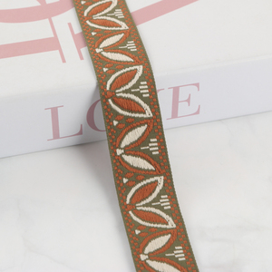 Pita Poliester Jacquard Cetak Vintage 3cm Multiwarna Motif Herringbone Floral Vine Tekstil Rumah Lembut untuk Sepatu - Product Image 2