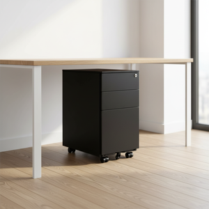 Meuble de rangement pour bureau à domicile, papeterie, acier, métal, 3 tiroirs, chariot mobile, classeur sous le bureau, fin - Product Image 2