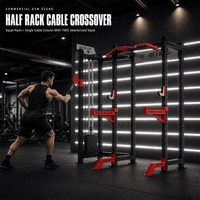 Appareil de musculation professionnel REYK REYK10 Power Rack Multi-Power Half Rack avec tour de câbles pour entraînement de force, musculation et exercices des épaules