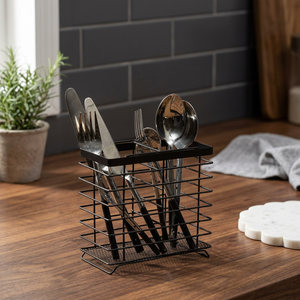 Porta Cubiertos Metálico Minimalista, Rectangular, Soporte de Almacenamiento para Cocina, Diseño Duradero y Fijo - Product Image 5