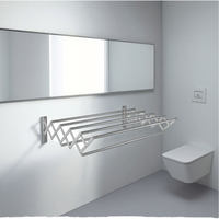 Séchoir à linge mural rétractable double tringle en acier inoxydable, porte-serviettes extensible à 5 barres, séchoir à linge gain de place 60 cm