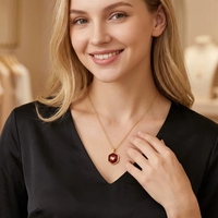 Collar Luminoso con Colgante de Corazón en Color Cobre Esmaltado, Regalo para el Día de la Madre, con Certificación CE