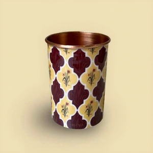 Bohemian Floral Pattern Metal copper <b>Reusable</b> <b>Cup</b> for Adults Home Party Use - Product Image 1