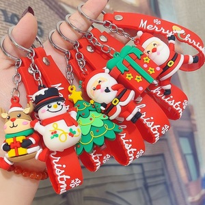 New Year Cartoon PVC 3D Rubbrt Santa <b>Tree</b> Claus Snowman Christmas Key Chains <b>Car</b> Pendant Decoration Gift - Product Image 2
