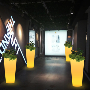 <span class=keywords><strong>Pot</strong></span> de fleur à changement de couleur pour jardinière cylindrique à LED RVB étanche avec télécommande pour décor de jardin intérieur et extérieur - Product Image 5