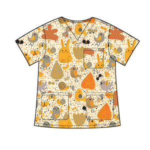 เสื้อคอวีพิมพ์ลายดิจิทัลแขนสั้นสำหรับผู้หญิงเครื่องแบบทางการแพทย์ของโรงพยาบาล - Product Image 6