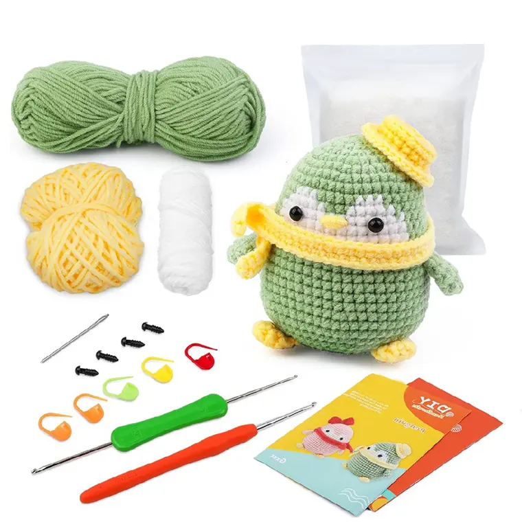 Baru Crochet diy bahan Pak instruksi bahasa Inggris Video penguin crochet hewan kit untuk pemula
