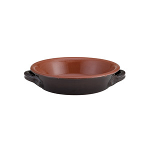 Cacerola poco profunda de terracota con 2 asas Ø 18 cm H 4.5 cm, marrón bicolor Vulcania - Product Image 1
