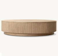 Table basse circulaire RH en chêne américain contemporain, de haute qualité, mobile et faite à la main, pour salon, villa, hôtel, mobilier