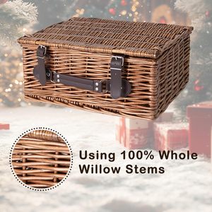 Yulin Jiafu Wicker Gift Basket With Lid <strong>Empty</strong> Picnic <strong>Hamper</strong> WIth Handle Shop Retail Display Basket (Brown, Small) - Product Image 4