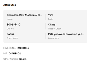 High Purity Anhydrous Lanolin Natural <b>Wool</b> Extract for Cosmetic Raw Ingredient - Product Image 6