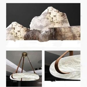 Lámpara de Araña de Mármol Alabastro Translúcido Importada de <span class=keywords><strong>España</strong></span>, Lámparas de Cuero Artístico, Lámpara Colgante de Lujo para Decoración del Hogar, Sala de Estar de Hotel - Product Image 4