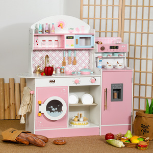 Set da <span class=keywords><strong>Cucina</strong></span> Giocattolo <span class=keywords><strong>in</strong></span> <span class=keywords><strong>Legno</strong></span> <span class=keywords><strong>per</strong></span> <span class=keywords><strong>Bambini</strong></span> con Macchina del Caffè e Frigorifero, Gioco Educativo Interattivo Genitore-Figlio - Product Image 2
