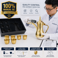 Ensemble de 7 pièces en acier inoxydable pour cafetière arabe Dallah avec 6 tasses, vente en gros, boîte cadeau d'usine pour café