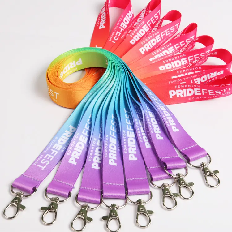 Personalised Polyester custom bright color sublimation heat transfer printing keychain lanyards with neck id badge card holder