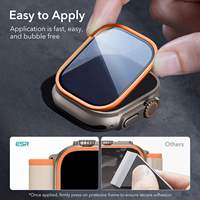 Film de protection d'écran en verre trempé résistant aux rayures avec cadre en alliage d'aluminium tactile pour Apple Watch Ultra 49 mm