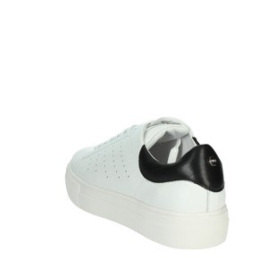 Sneakers con plateau basso CLM329100 scarpe da passeggio bianche/nere con soletta in vera pelle ammortizzante morbido in altezza crescente - Product Image 2