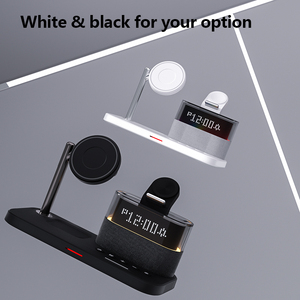 Station de recharge sans fil magnétique 5 en 1 avec horloge numérique, lumière RGB, <span class=keywords><strong>chargeur</strong></span> sans fil rapide 15W pour <span class=keywords><strong>iPhone</strong></span>, <span class=keywords><strong>Apple</strong></span> Watch, AirPods - Product Image 2