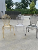 Kursi kristal transparan akrilik, dudukan pernikahan Modern dapat dilepas bening kursi luar ruangan Hotel furnitur