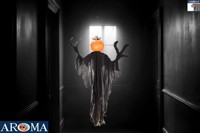 AROMA 62.99'' Décoration d'Halloween Citrouille Lumineuse Suspendue avec Branches et Mains pour Fêtes d'Halloween et Décorations de Jardin