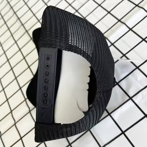 Casquette de baseball pour homme 5 panneaux, style camionneur, couleur noire unie, maille décontractée, avec logo brodé personnalisé, pour l'extérieur, de marque de mode - Product Image 4