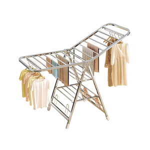 Support métallique pliable au sol Support de séchage en acier inoxydable Support de séchage mobile et extensible peu encombrant - Product Image 2