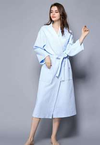 Di alta qualità in cotone 100% Hotel Waffle personalizzato Logo abito <span class=keywords><strong>da</strong></span> notte per <span class=keywords><strong>uomo</strong></span> donna bianco traspirante abito <span class=keywords><strong>da</strong></span> notte <span class=keywords><strong>da</strong></span> <span class=keywords><strong>uomo</strong></span> - Product Image 5