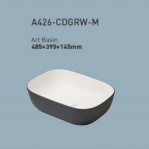 Lavabo de Cerámica de Estilo Nórdico A419-CDGRW-M 485x395x145mm, Lavabo de Una Pieza para Encimera - Product Image 3