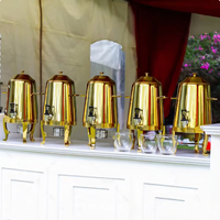 Distributeur d'eau chaude commercial 13L pour buffet, thermos à thé, distributeur de lait, urne à café en acier inoxydable couleur cuivre doré