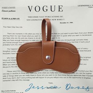 Leather Eyeglasses <b>Case</b> Brown White Simple Rectangle <b>Sunglasses</b> Storage Bag Portable Protective Cover <b>for</b> Eyewear - Product Image 2
